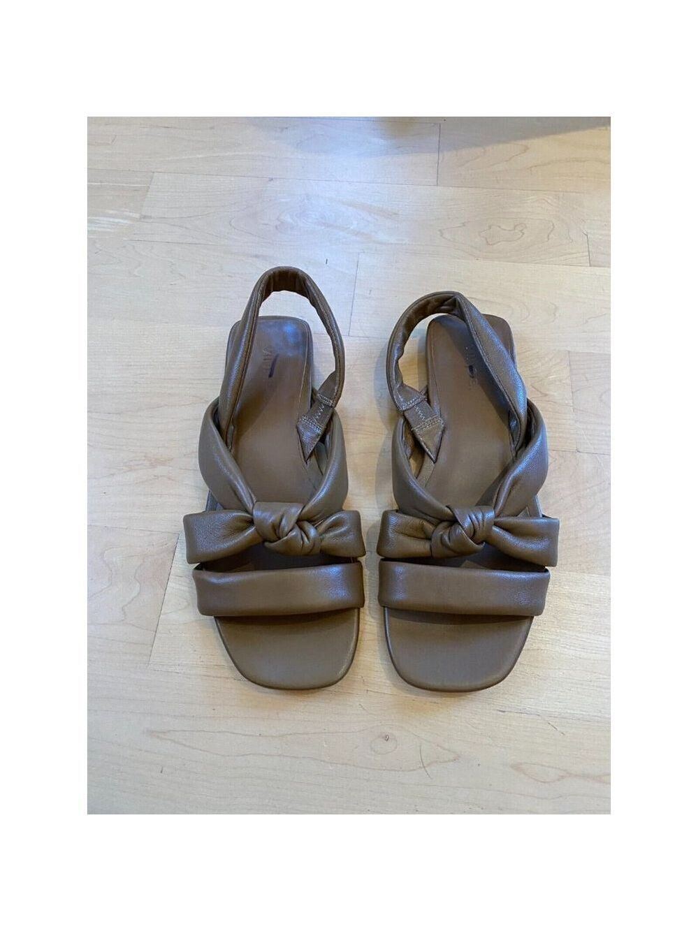 VINCE NEW Women's brown "Elm" knot sandals leather slingback flats - Picture 2 of 6